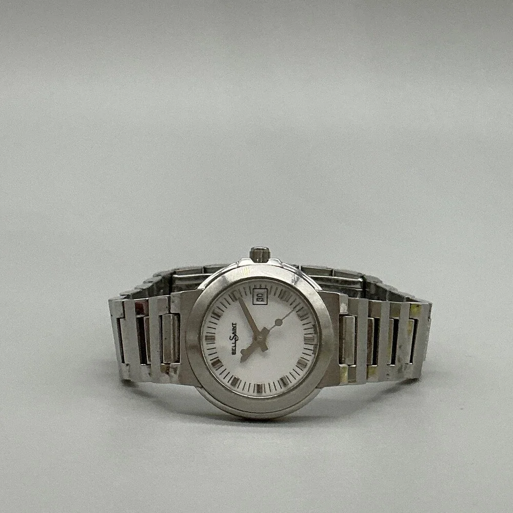 Bell Saint 1401 Womens Watch 26mm White Dial Stainless Steel Date New Battery 7